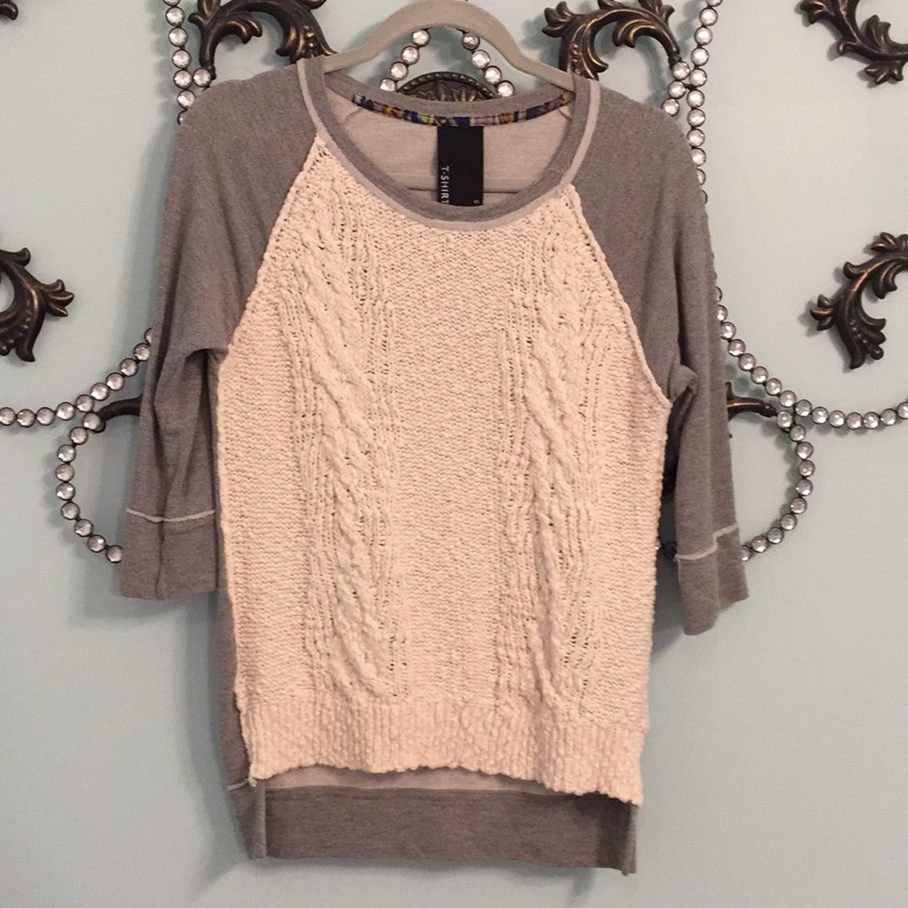 Anthropologie mixed cable knit sweatshirt pullover